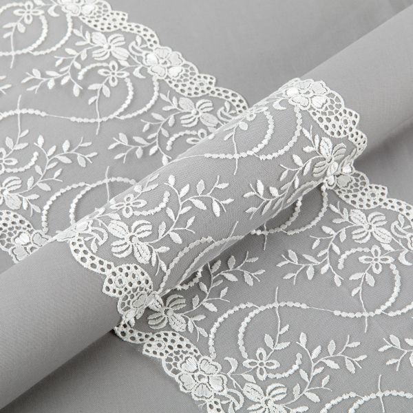 Кружево на сетке 180 мм / 10±0.2 метров, Турция, кремовый, Blitz