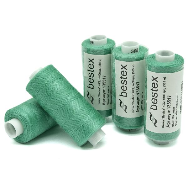 Нитки швейные бытовые Bestex 40/2, 365 м (400 ярд) / 10 кат., 305 темная мята