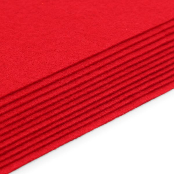 Фетр листовой жесткий 1.0 мм, 160гр, 20х30см, 12 штук Astra&Craft (AF802/YF603 красный)