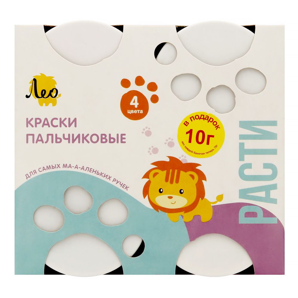 Краска пальчиковая Лео Расти набор 4 цв.х70 г, Лео LFINP-004