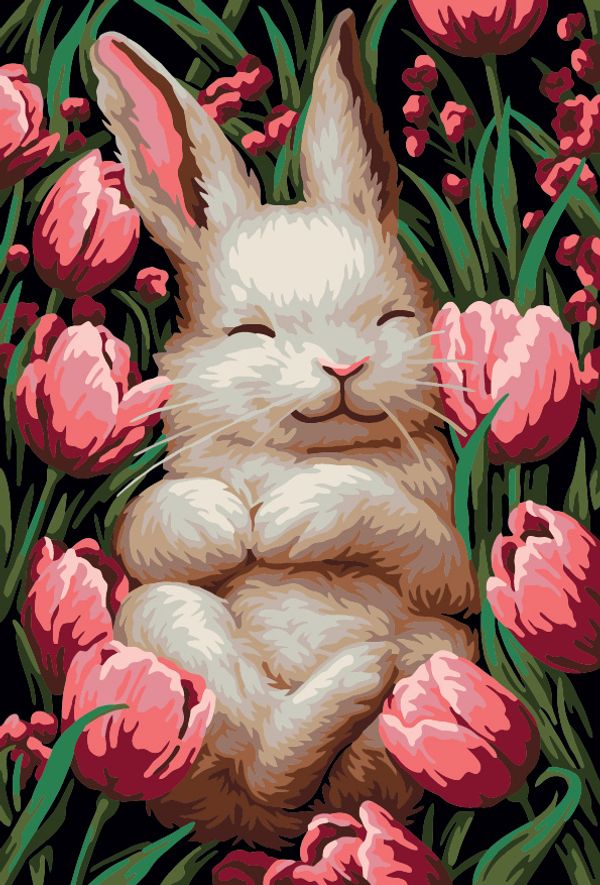 Картина по номерам Фрея PNB/PS-375, Зайка в тюльпанах, 30х20 см