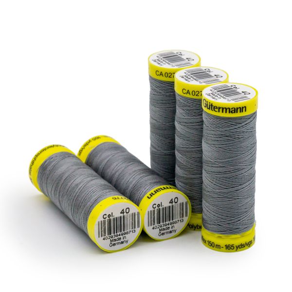 Нитки для трикотажа Gutermann Maraflex, 150м, 040 пепельно-серый, 5 катушек