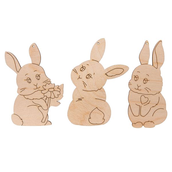 Заготовка из фанеры Набор Зайки, 9.5х6.5х0.3 см, 0.3 см, ВД-1122 Mr.Carving