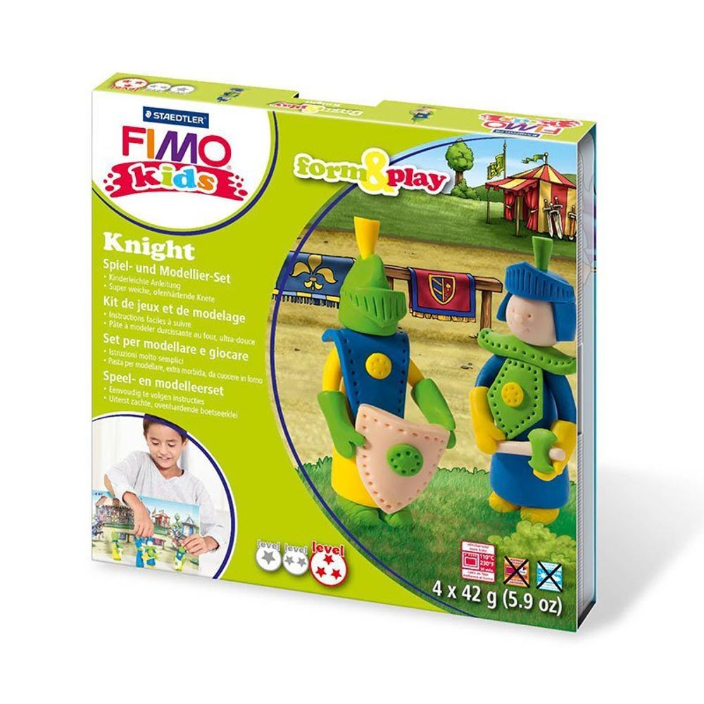 Набор Рыцарь Fimo Kids Form&amp;Play, состоящий из 4-ти блоков по 42 гр, уровень сложности 3, 8034 05 LZ