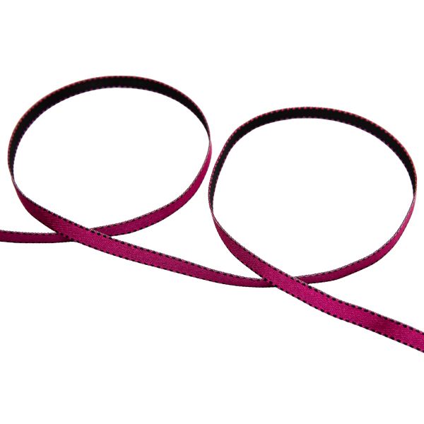 Лента атласная 2-сторонняя 6.0 мм / 22.8±1 метра, 035 яр.розовый/черный, Gamma ALD-06