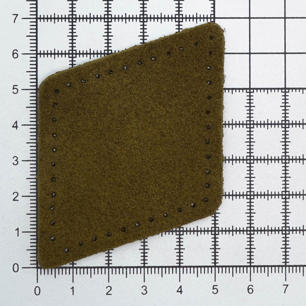 Заплатки пришивные из замши, ромб 6х8,4см с перфорацией, 2 шт, 100% кожа, 33 хаки, 59115