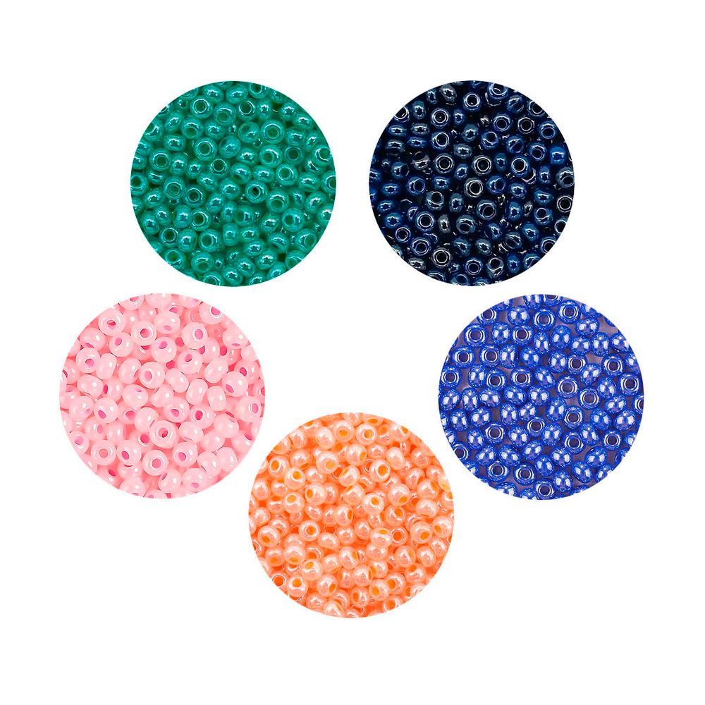 Набор бисера Preciosa 056, 5 цветов по 20 гр, № 10/0 (2.3 мм), диаметр 2,3 мм, 100 гр