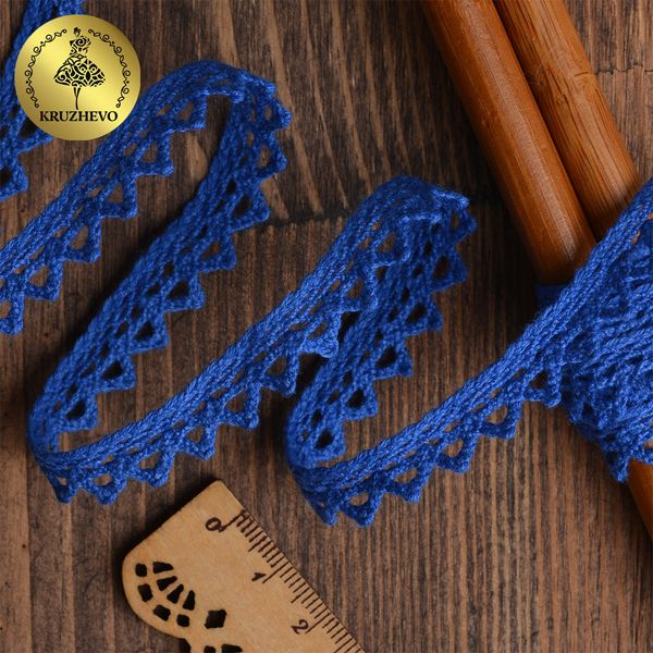 Кружево вязаное (тесьма) 10 мм / 10 метров, 5036.37 цв.37 синий, 10 м, Kruzhevo