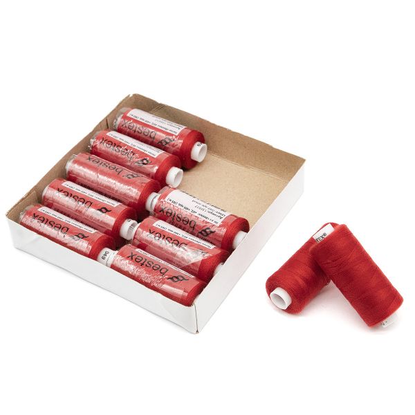 Нитки швейные бытовые Bestex 40/2, 365 м (400 ярд) / 10 кат., 049 ярко-алый