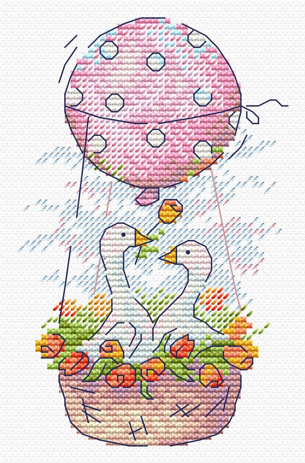 Набор для вышивания нитками МП Студия (Жар-птица), Романтичный полёт, 13х8 см