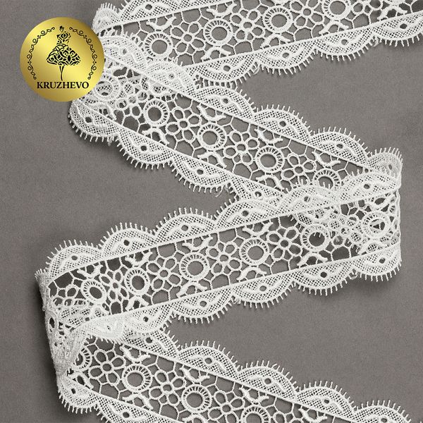 Кружево гипюр (плетёное) 50 мм, TR.SUN.08, цв.02 молочный, уп.9м, Kruzhevo