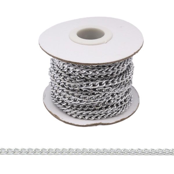 Цепь алюминиевая 6,5х4,4х10м (серебро), К1804