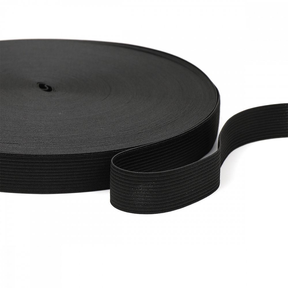 Резинка вязаная 25.0 мм / 40 метров, стандартная 3.9-4.3 г/п.м., черный