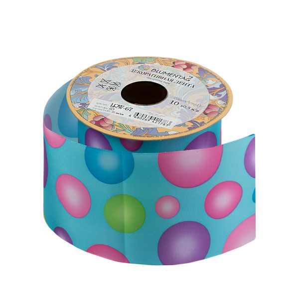 Лента декоративная 70 мм / 10±1 метров, 03 голубой / Шары, Blumentag LRW-67