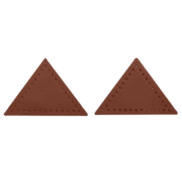 Заплатки пришивные из кожи, треугольник равнобедр., стор. 5см, с перфорацией, 2 шт, 100% кожа, 02 светло-коричневый, 9901