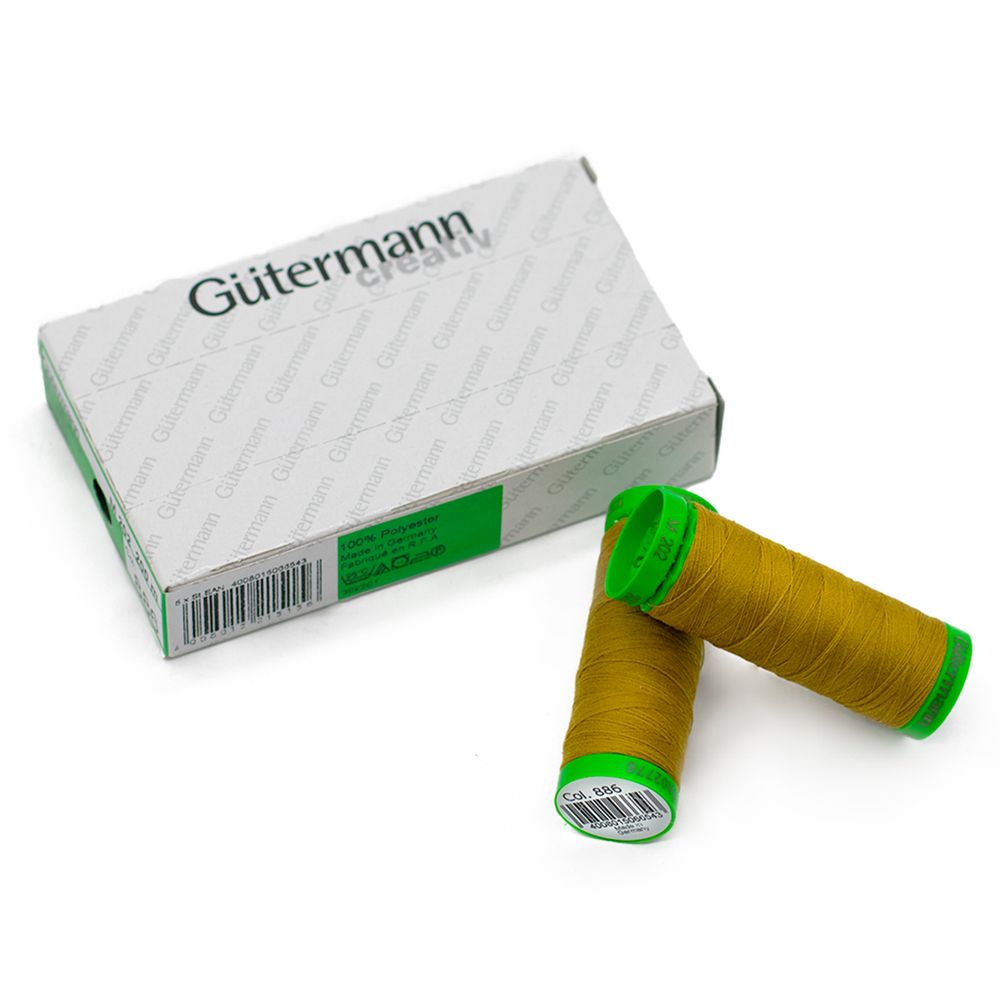 Нитки для тонких тканей Gutermann Extra Fine 150, 200м, 886 коричневая горчица, 5 катушек