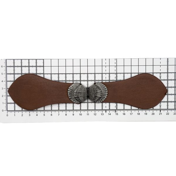 Фурнитура застежка для кардигана кожаная №6 коричневая 21,5 (черный никель), 2 шт