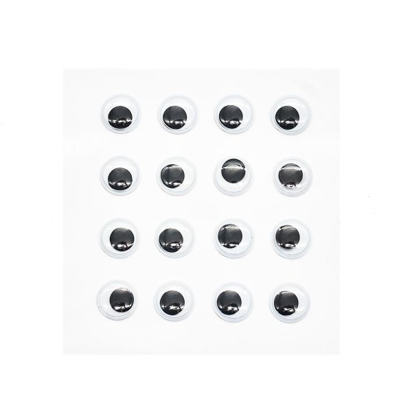 Глазки бегающие круглые на клеевой основе 15 мм, 16 штак, ч/б, Astra&Craft