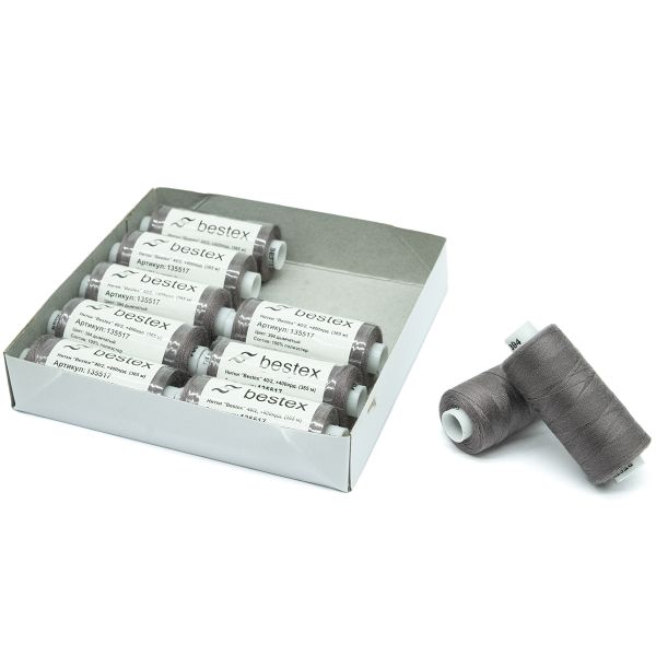 Нитки швейные бытовые Bestex 40/2, 365 м (400 ярд) / 10 кат., 394 пепельно-коричневый