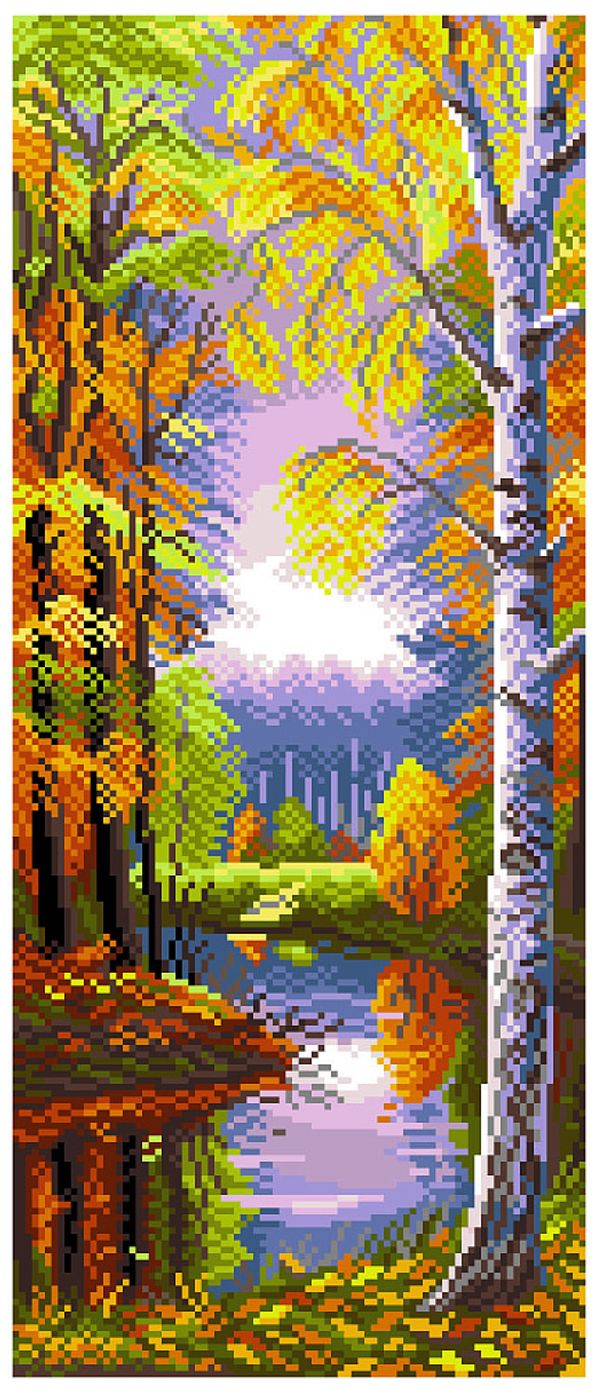 Набор для вышивания нитками Матренин Посад, Осеннее утро 24х47 см