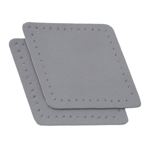 Заплатки пришивные из кожи, ромб 6х8,4см с перфорацией, 2 шт, 100% кожа, 07 серый, 9115