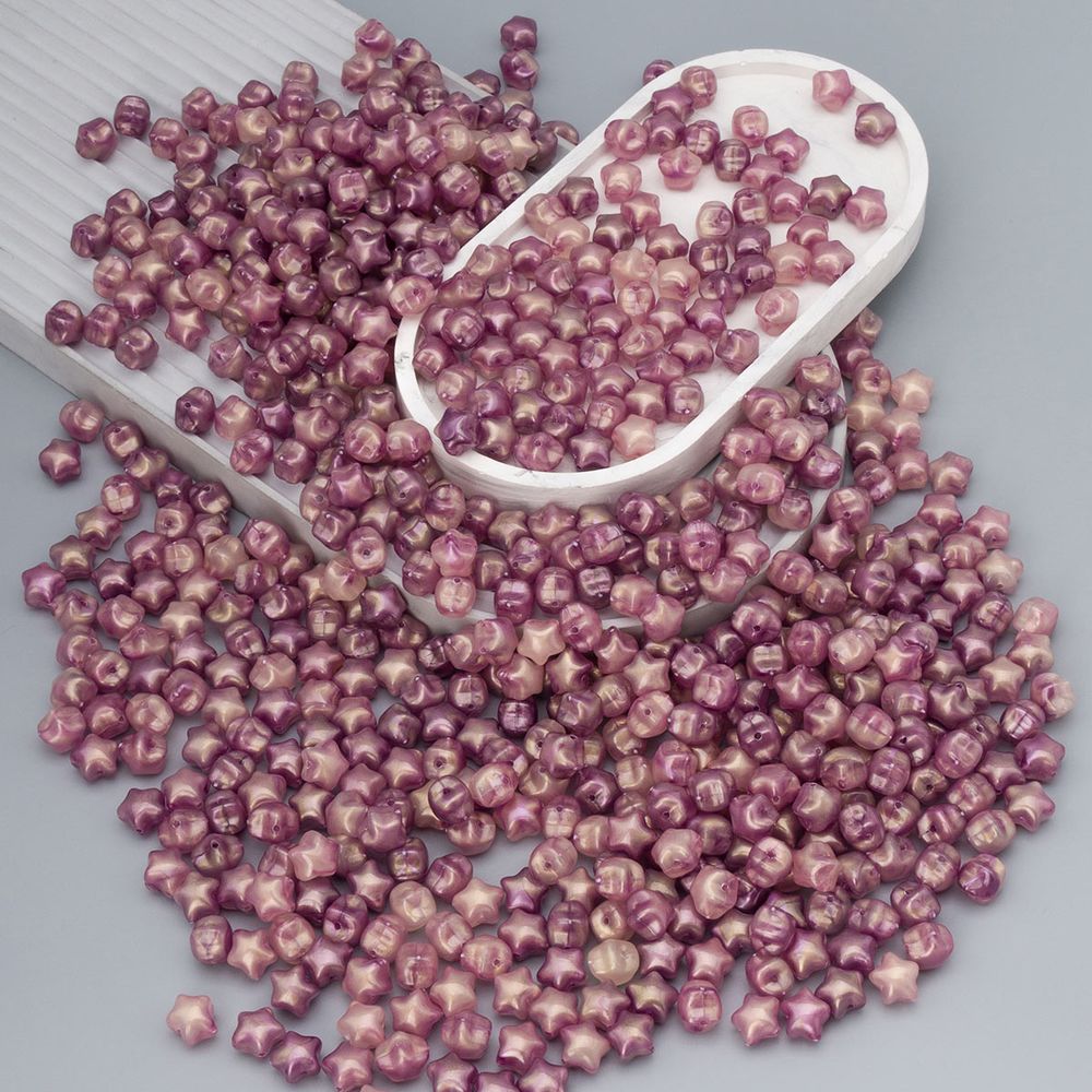 Бусины акрил 12.5х11х10.6 мм, 500 г, дымка, золот. шиммером звезда, AD002 сиреневый, (7748706)7557 , Astra&Craft