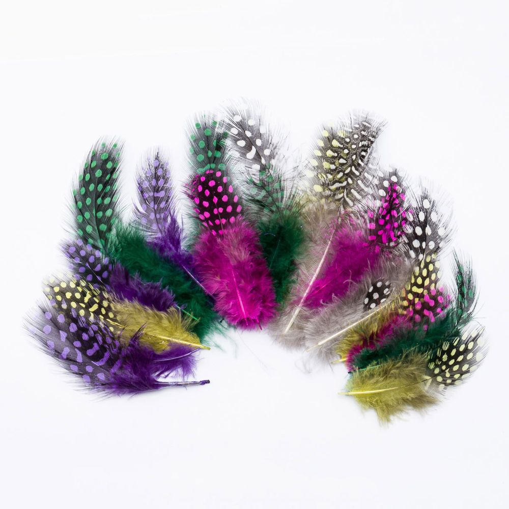 Перо цесарки обработанное микс, 7-10см, 20 шт, XQ-660339