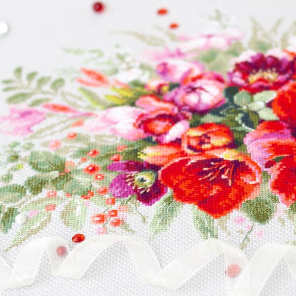 Набор для вышивания нитками Чудесная игла, Букет с амариллисом 36х27см