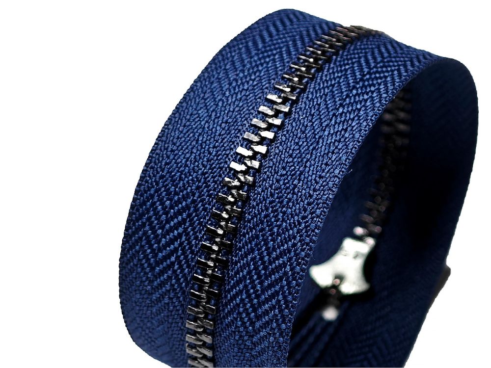 Молния металл (цв.SBS) джинсовая Т3 (3 мм) 1 зам., н/раз., 14 см, S-919 синий (звено: т.никель), уп.100 шт