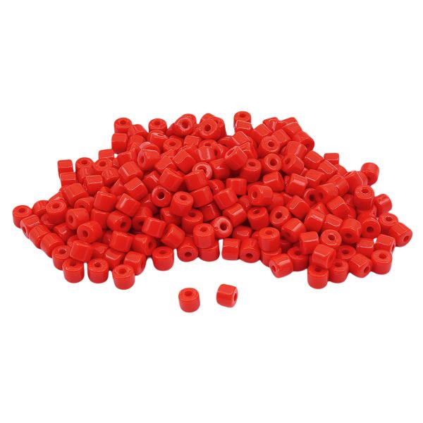 Бусины пластик 5х6 мм, цилиндр, 50гр Astra&Craft, 006 красный, 2141