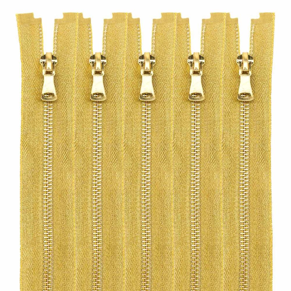 Молния металл Т5 (5 мм) 1 зам., разъем., 80 см, золото, 5 шт