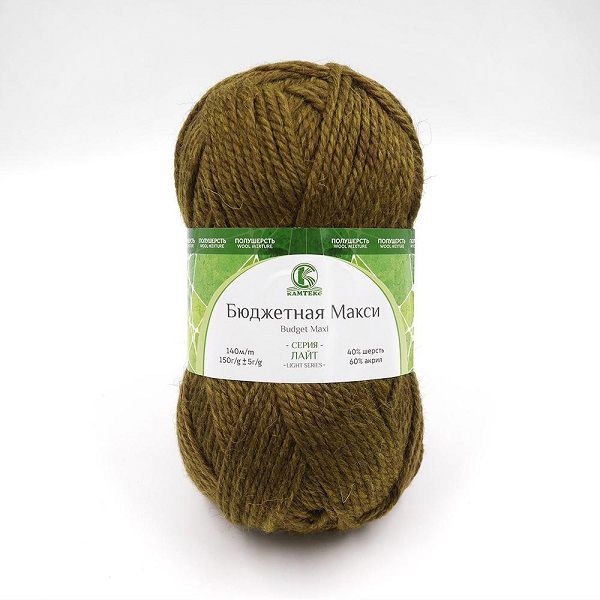 Пряжа Камтекс Бюджетная Макси / уп.4 мот. по 150 г, 140 м, 038 оливковый меланж
