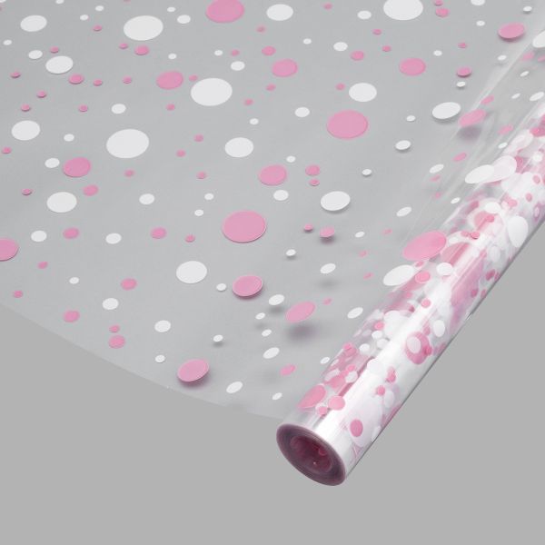 Пленка прозрачная двухцветная Конфетти белый/нюдовый 200 г, 70 см / 7.7±5% метра