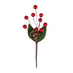 Веточка декоративная с шишкой и ягодами 18 см, 3 шт, 01, Blumentag