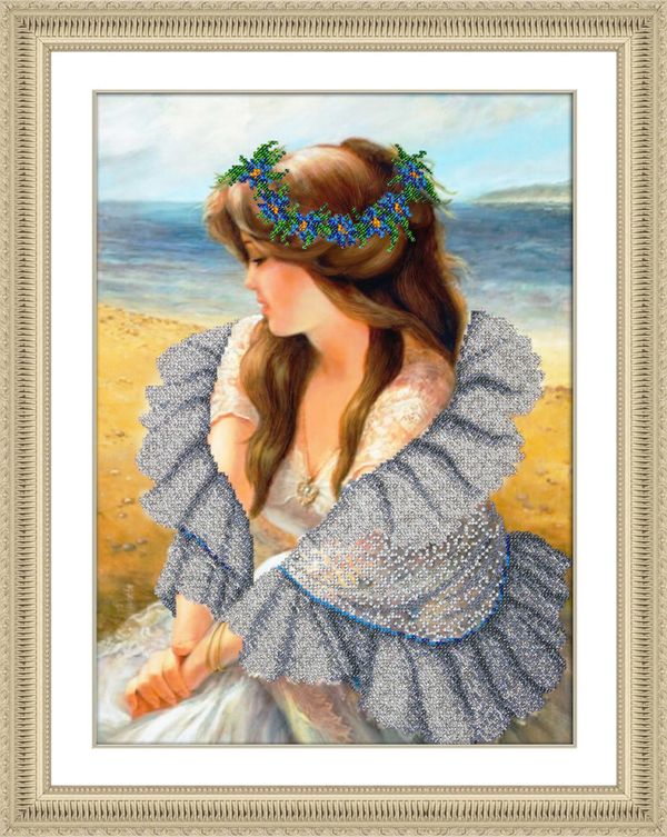 Набор для вышивания бисером Паутинка, В ажурной шали 27х38 см