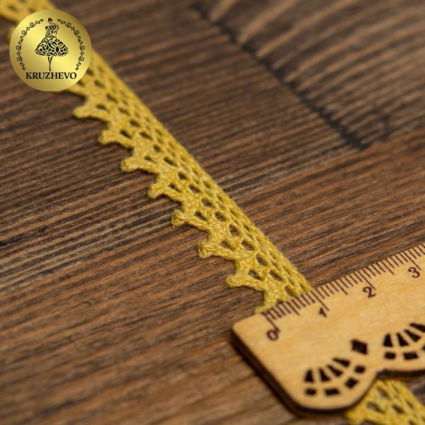 Кружево вязаное (тесьма) 10 мм / 10 метров, 5036.34 цв.34 т.желтый, 10 м, Kruzhevo