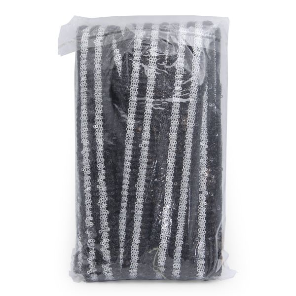 Тесьма с пайетками лампасная 3,5см / 14,63м (черный), 3AR070