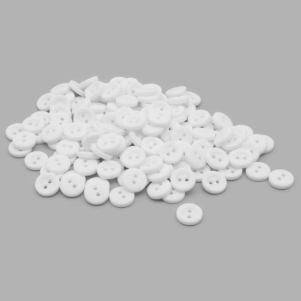 Пуговицы на 2 прокола 18L (11мм), пластик (белый матовый), БС1743, 144 шт