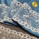 Кружево на сетке широкое 120 мм, цв.W0115 молочный, уп.13.7м, Kruzhevo