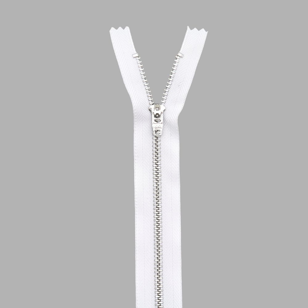 Молния металл джинсовая Т5 (5 мм) 1 зам., н/раз., 18 см, белый, 39142/18-Н, 10 шт