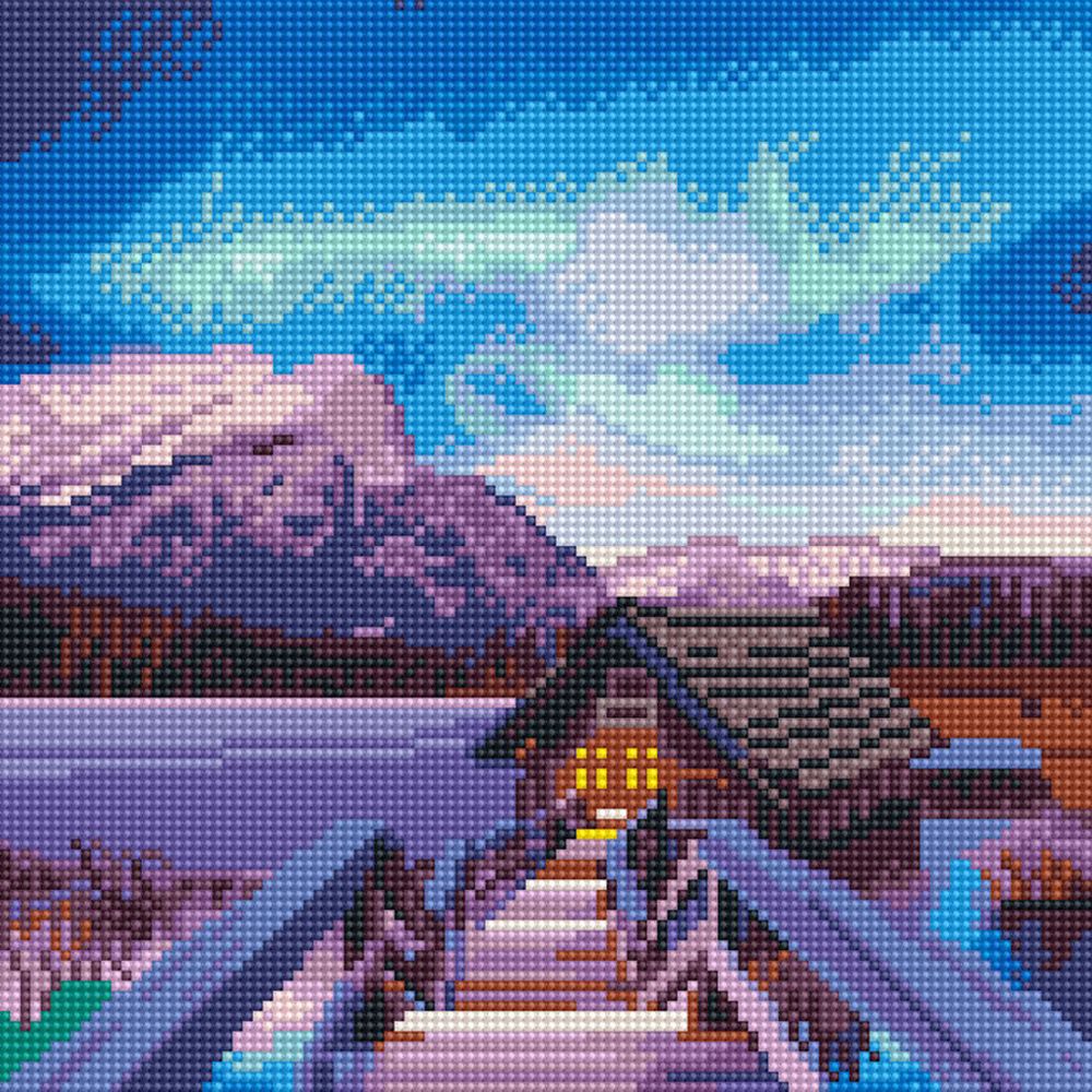 Алмазная (кристальная) мозаика Molly, Домик на озере (28 цветов) 30х30 см