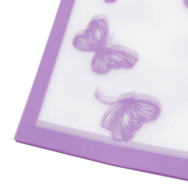 Пленка матовая Бабочки рамка 20 листов 58х58см 50мкм, сиреневый