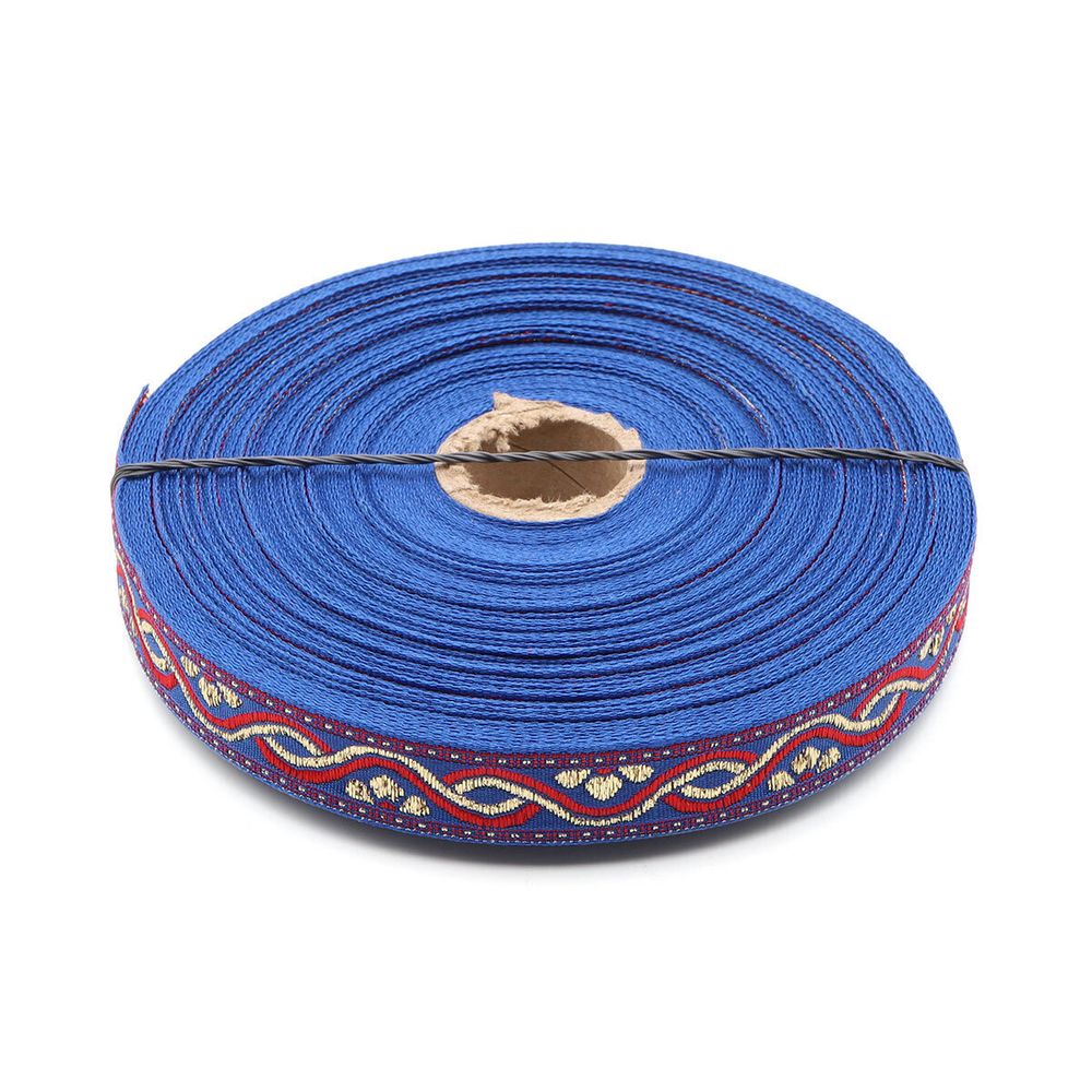 Лента (тесьма) жаккардовая 18.0 мм / 25±1 метров, с метанитом, рис. 9366, С1856Г17 синий/красный