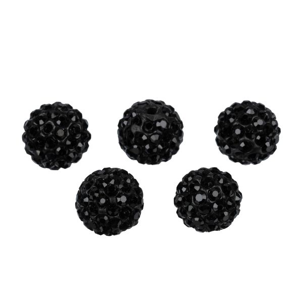 Бусины пластик ⌀12 мм, 5 шт, №01 черный, Zlatka BWM-12