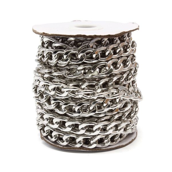 Цепь декоративная алюминий 2.4х11.7 мм, 10 метров, никель, K11326