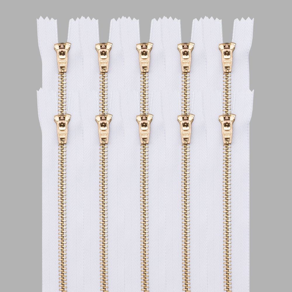 Молния металл джинсовая Т5 (5 мм) 1 зам., н/раз., 16 см, белый, 39094/16-3, 10 шт