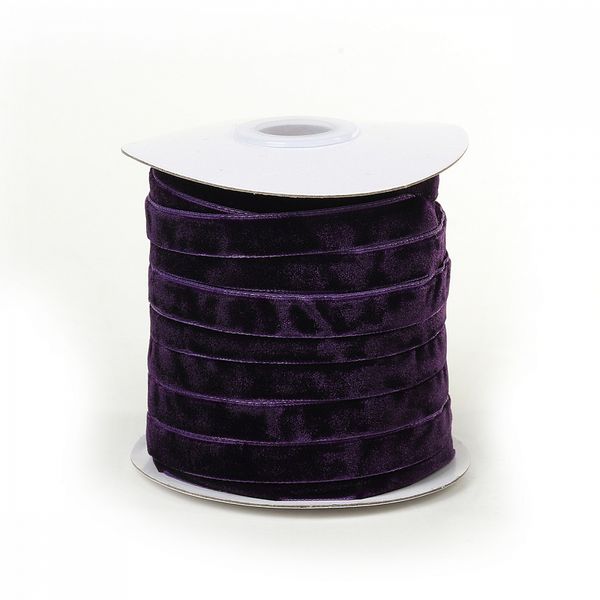 Лента бархатная (тесьма) 10.0 мм / 22.86±1 метров, арт.10VR59 нейлон цв.т.фиолетовый