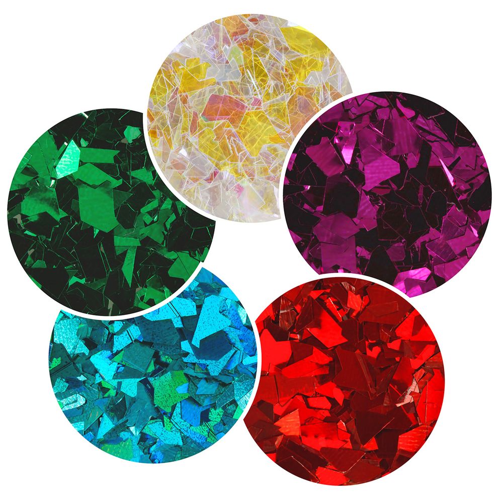 Блестки декоративные ассорти хлопья 0.2х6 мм, 5 уп. по 5 г, 4.5 мл, № 02, Love2art Набор ассорти "хлопья" GLI-02