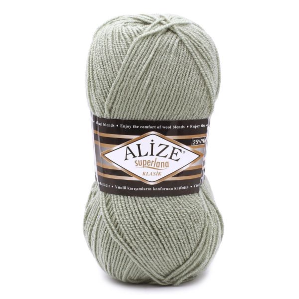 Пряжа Alize (Ализе) Superlana klasik / уп.5 мот. по 100 г, 280м, 138 зеленый миндаль A