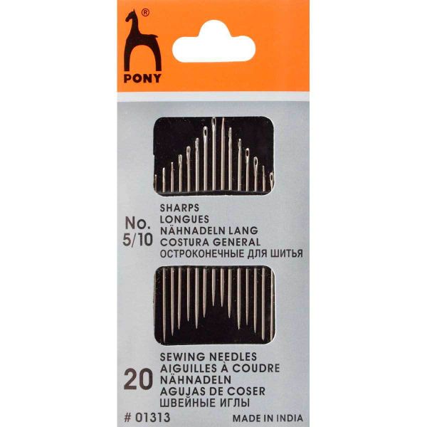 Иглы ручные с острым кончиком № 5-10, 20 шт, Pony